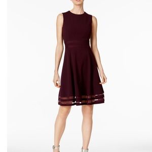 CALVIN KLEIN Womens Purple Illusion-trim Sleeveless Dress